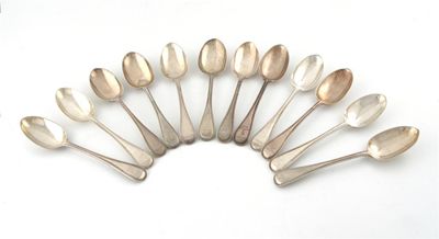 Appraisal: Twelve Victorian silver bead pattern dessert spoon all by George