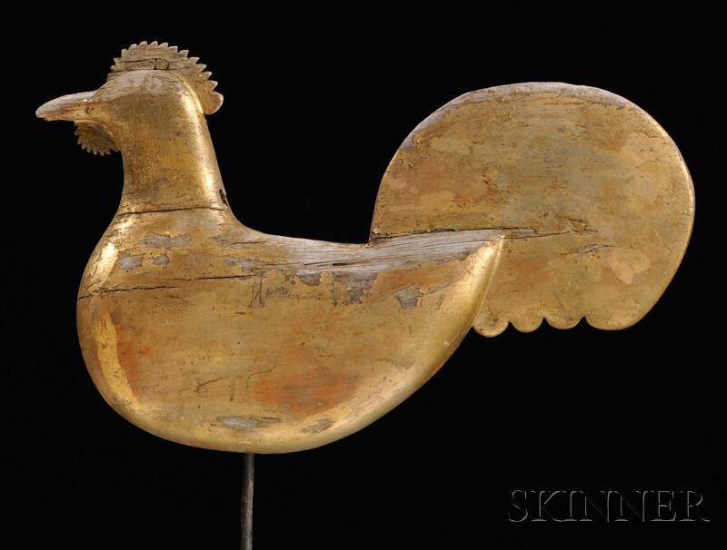 Appraisal: Carved Giltwood Rooster Weathervane America late th early th century