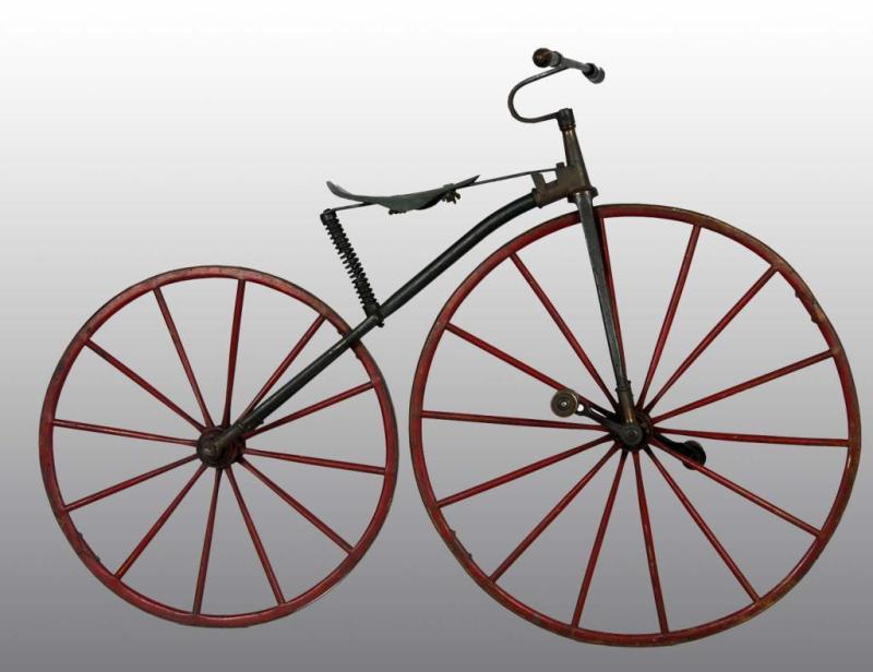 Appraisal: Large Metal Bicycle with Wooden Wheels Description Circa Condition Excellent