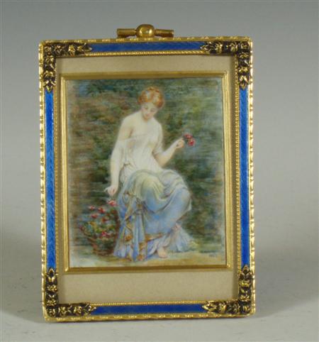 Appraisal: A miniature painting of a lady Marked E White of