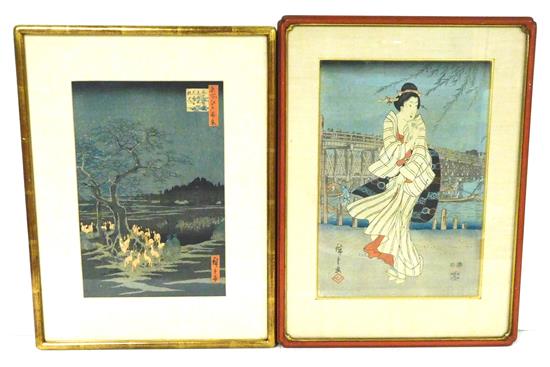 Appraisal: ASIAN Two Hiroshige Japanese - colored woodblock prints the first