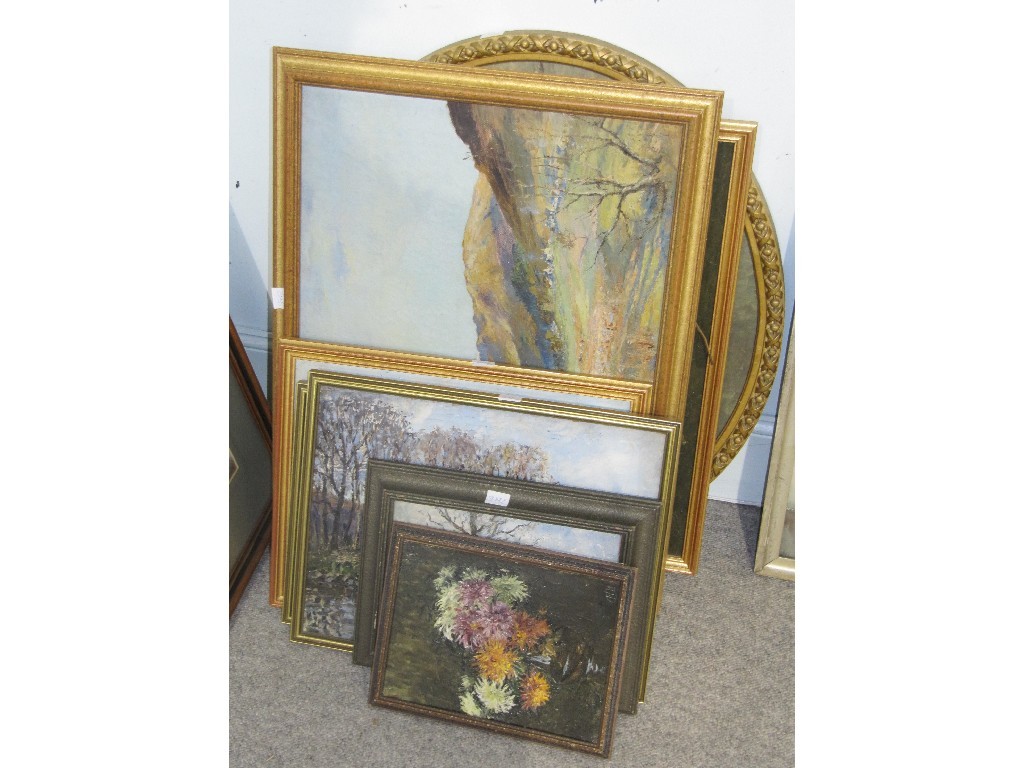 Appraisal: N Livingston various oils to include four flower studies one