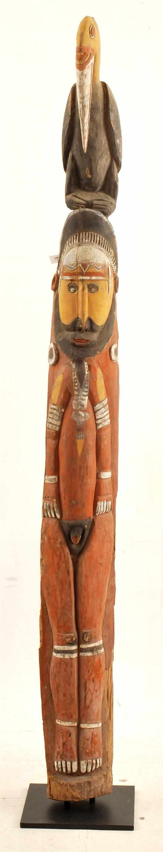 Appraisal: ABELAM FIGURATIVE HOUSE POST ANCESTOR FIGURE with remnant bright ochres