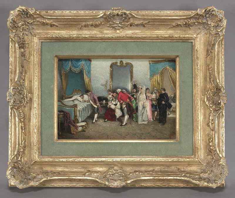 Appraisal: Continental oil painting on panel genre scenedepicting noblemen and women