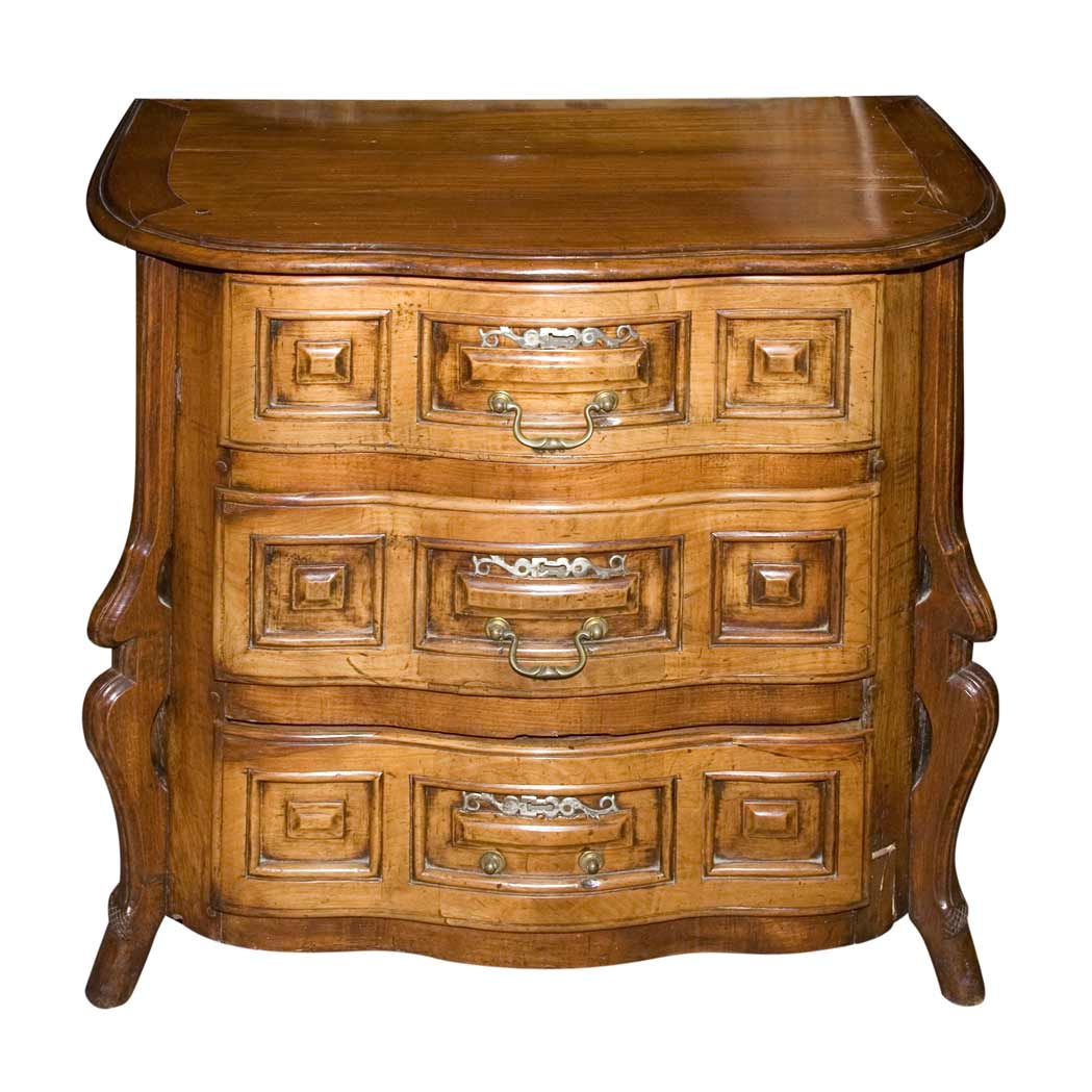 Appraisal: Provincial Louis XV Fruitwood Petite Commode Of serpentine outline with