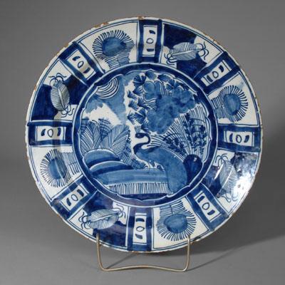 Appraisal: Delft shallow bowl chinoiserie style decoration with Wan Li border