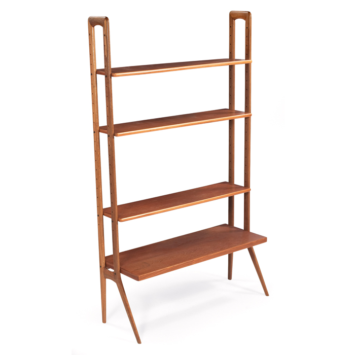 Appraisal: Kurt Ostervig bookcase Denmark four adjustable shelves teak and beech