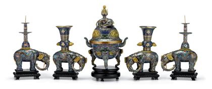 Appraisal: Large and Impressive Chinese cloisonne enamel and gilt metal garniture