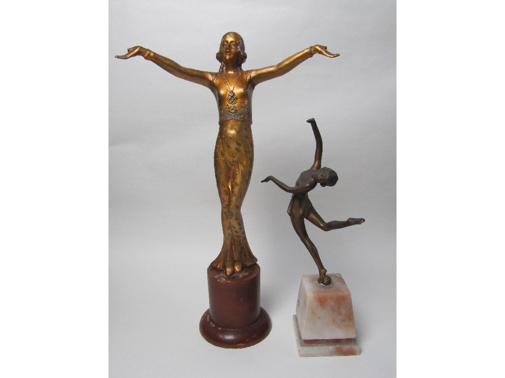 Appraisal: An Art Deco cold painted spelter figure of a lady