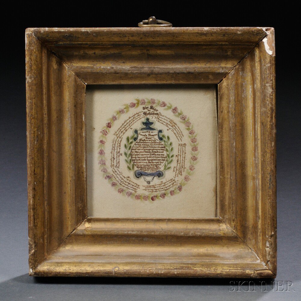 Appraisal: Framed Miniature Handwriting Picture with the Lord's Prayer and a