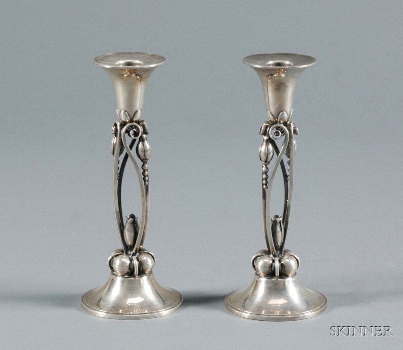 Appraisal: Pair of International Sterling LaPaglia Designed Candlesticks mid- th century