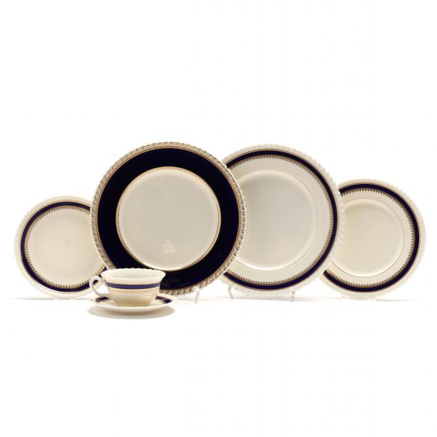 Appraisal: SET OF LENOX CHINA DINNERWARE Ivory and cobalt color palette