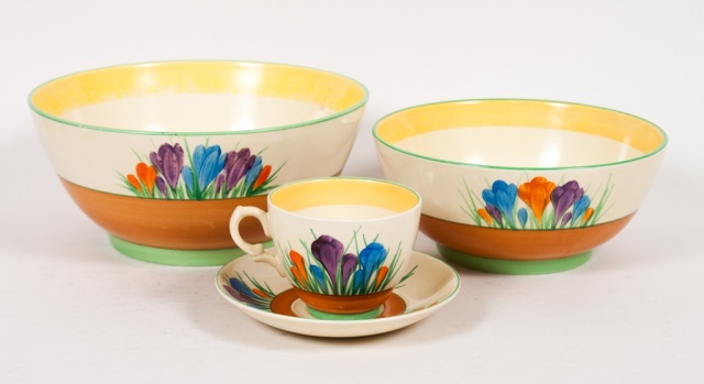 Appraisal: Clarice Cliff Honeyglaze Autumn Crocus items second quarter- th century