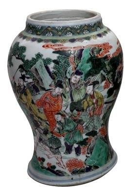 Appraisal: A th Century famille verte baluster vase decorated figures in