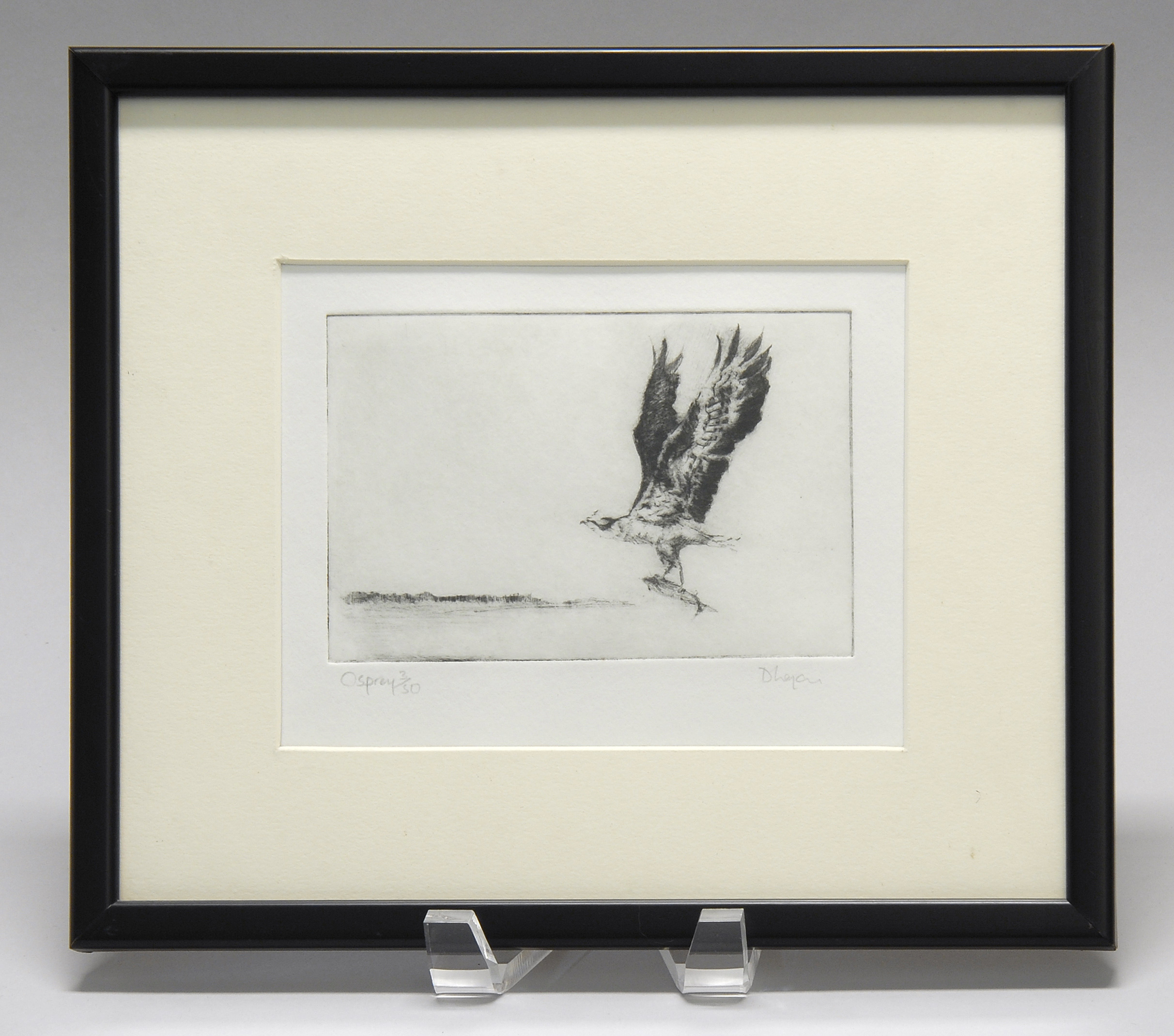 Appraisal: FRAMED ETCHING By David Lazarus of Nantucket Depicts an osprey