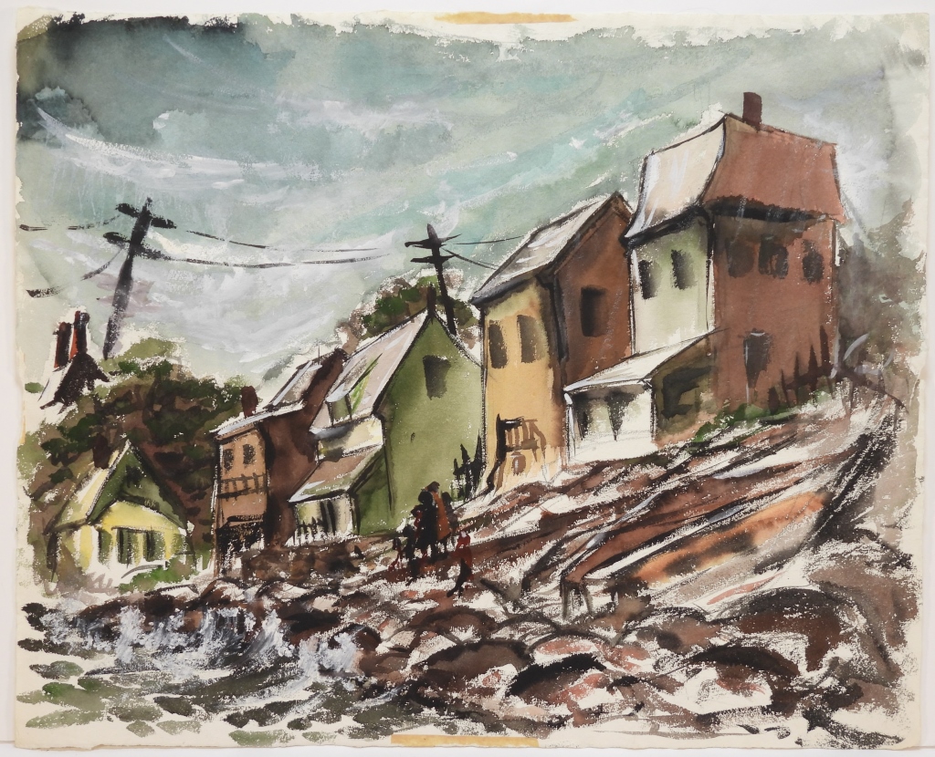 Appraisal: DIRAN DOHANIAN COASTAL NEIGHBORHOOD WC PAINTING Massachusetts - Depicts a