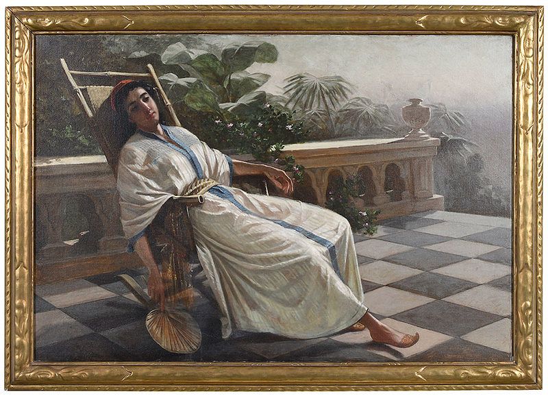 Appraisal: Ernest Etienne Narjot California France - Algerian Girl Resting signed