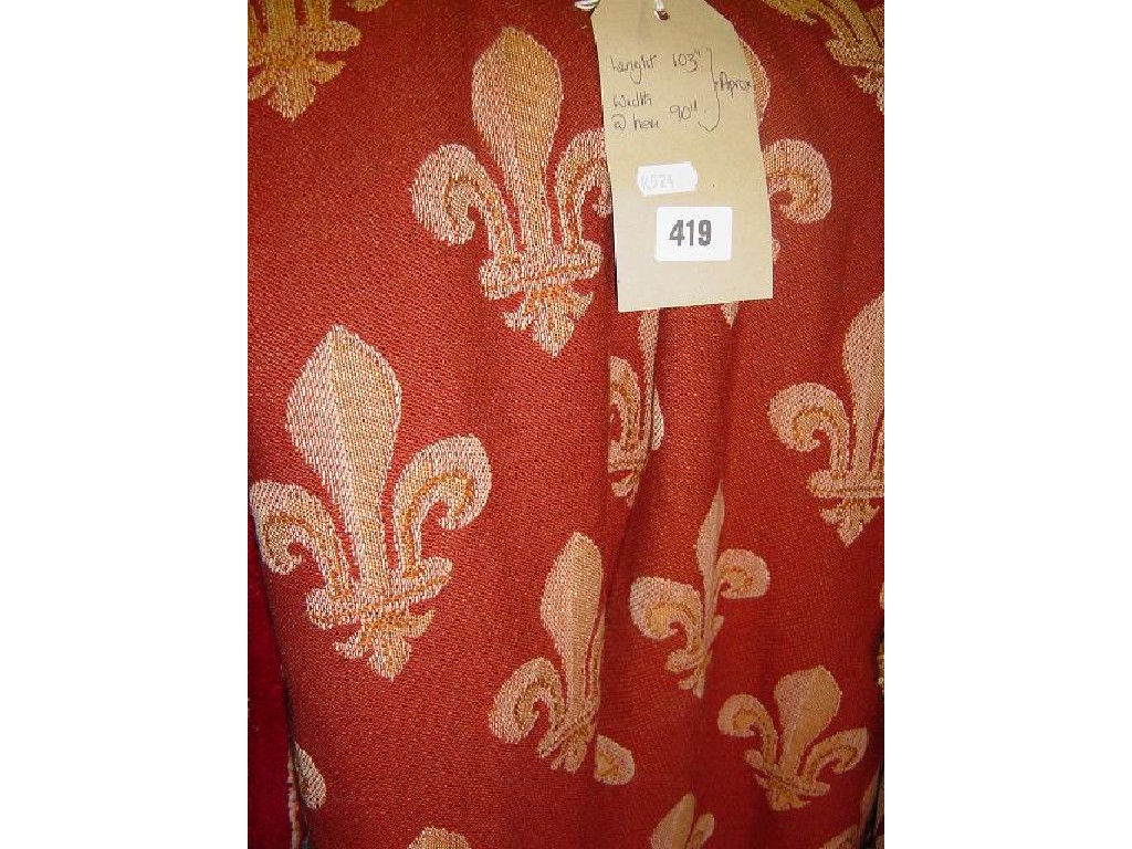 Appraisal: A quantity of lined curtains in a heavy rust coloured