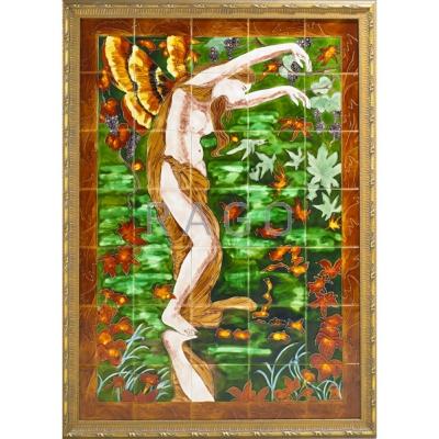 Appraisal: ART NOUVEAU STYLE Thirty-five piece painted and glazed tile frieze