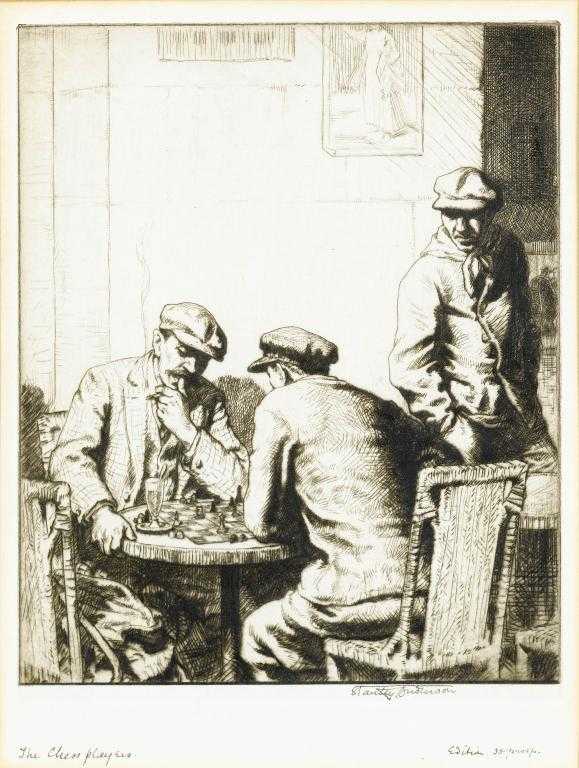 Appraisal: STANLEY ANDERSON RA RE - THE CHESS PLAYERS etching a