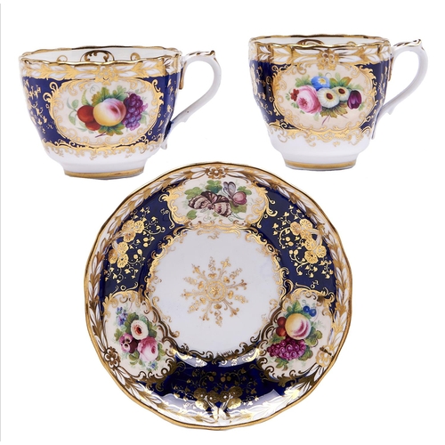 Appraisal: A Staffordshire cobalt ground bone china trio probably Minton c