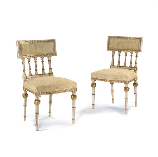 Appraisal: A set of four Swedish Neoclassical style parcel gilt and