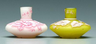 Appraisal: Two miniature cameo glass vases one tricolor with pink and