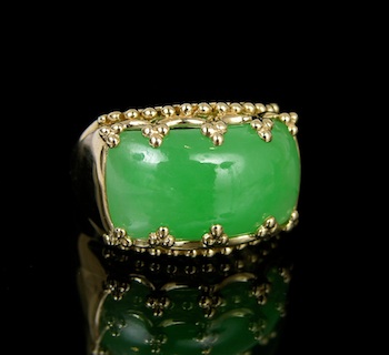 Appraisal: A Jadeite Ring set in Gold A ct jadeite cabochon