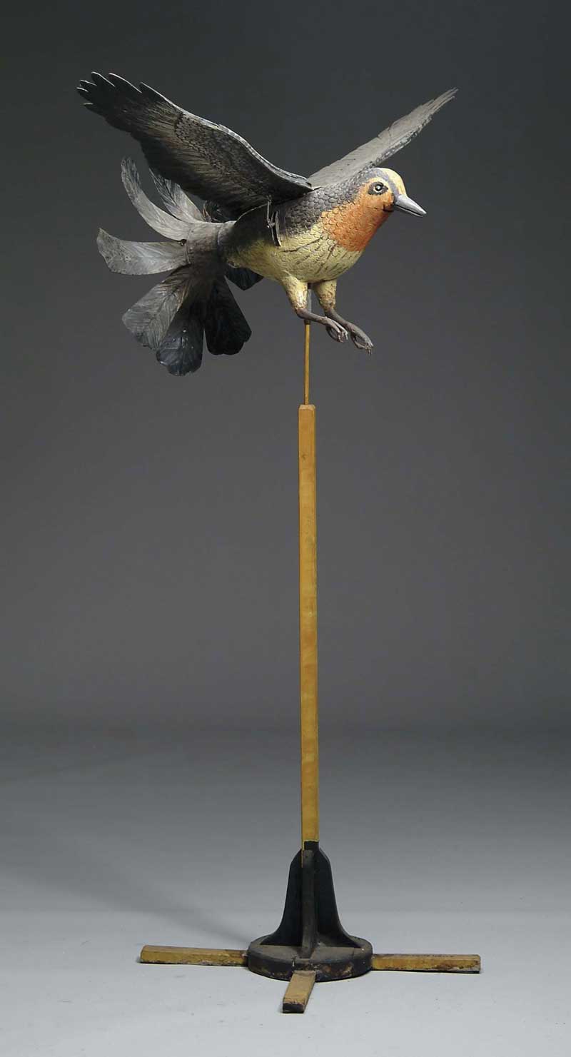 Appraisal: FOLK ART CARVED AND PAINTED WOOD ARTICULATING ORIOLE WHIRLIGIG BY