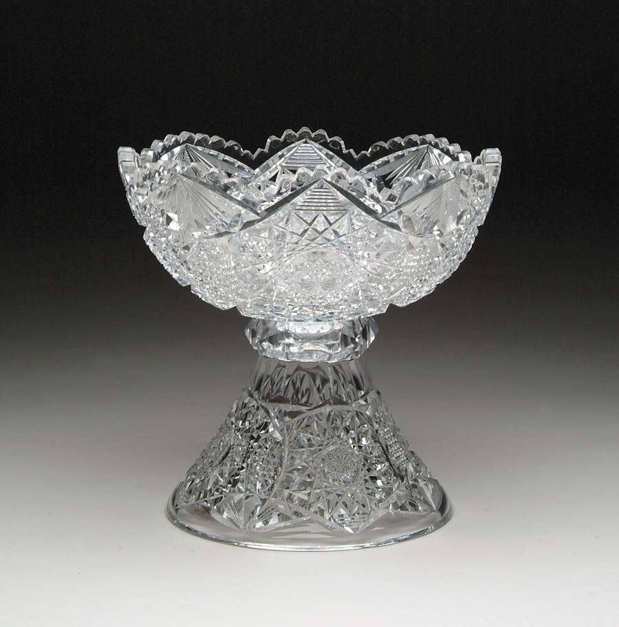 Appraisal: TWO PIECE CUT GLASS PUNCHBOWL Two piece punchbowl is cut