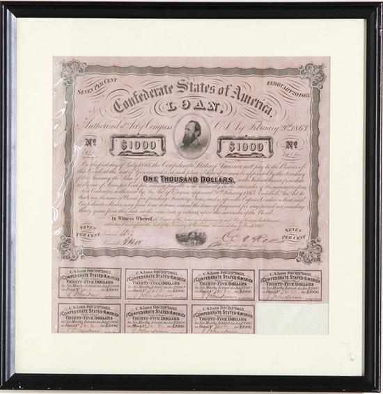 Appraisal: Collection Southern documents comprising slave bill of sale framed image