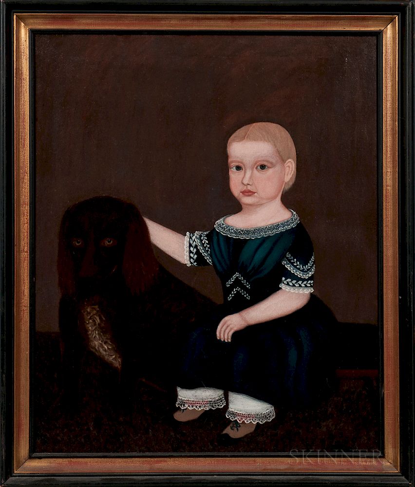 Appraisal: American School th Century Child Wearing a Blue Dress with