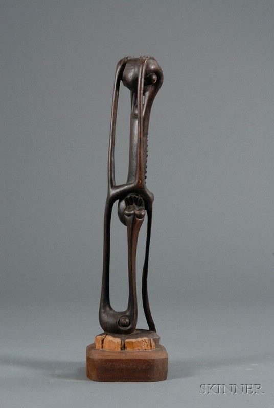 Appraisal: Abstract Sculpture Wood Africa th century Two stretched intertwined animals