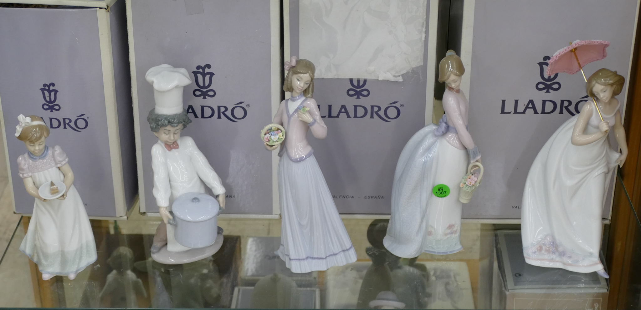 Appraisal: pc Lladro Porcelain Standing Figurines with Boxes