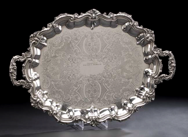 Appraisal: American Silverplate Footed Presentation Tray second half th century by