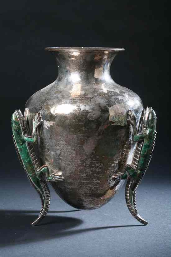 Appraisal: EMILIA CASTILLO SILVER PLATED COPPER AND ENAMELLED VASE Taxco post