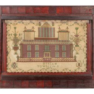 Appraisal: An Vermont Sampler featuring a school bordered by geometric patterns