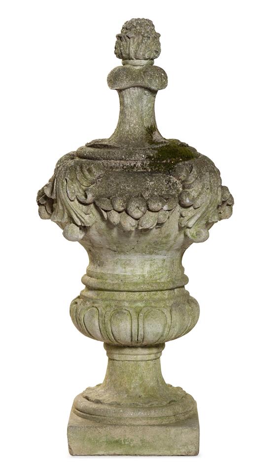 Appraisal: Sale Lot A Cast Stone Garden Urn surmounted by a