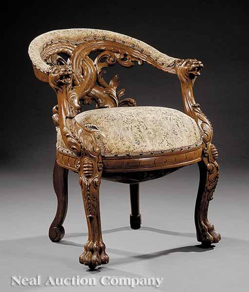 Appraisal: An Important American Rococo Walnut Armchair c Philadelphia bearing discovered