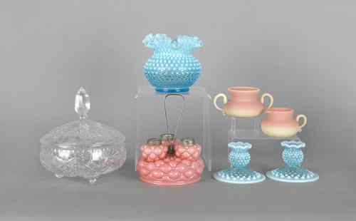 Appraisal: Miscellaneous glassware to include a peach blow sugar and creamer