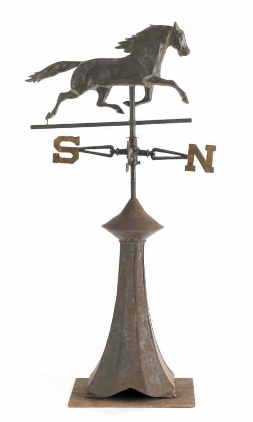 Appraisal: Full bodied running horse weathervane th c with directionals and