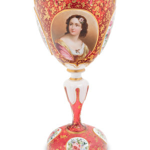 Appraisal: A Bohemian Gilt and Enameled Ruby Glass Goblet First Half