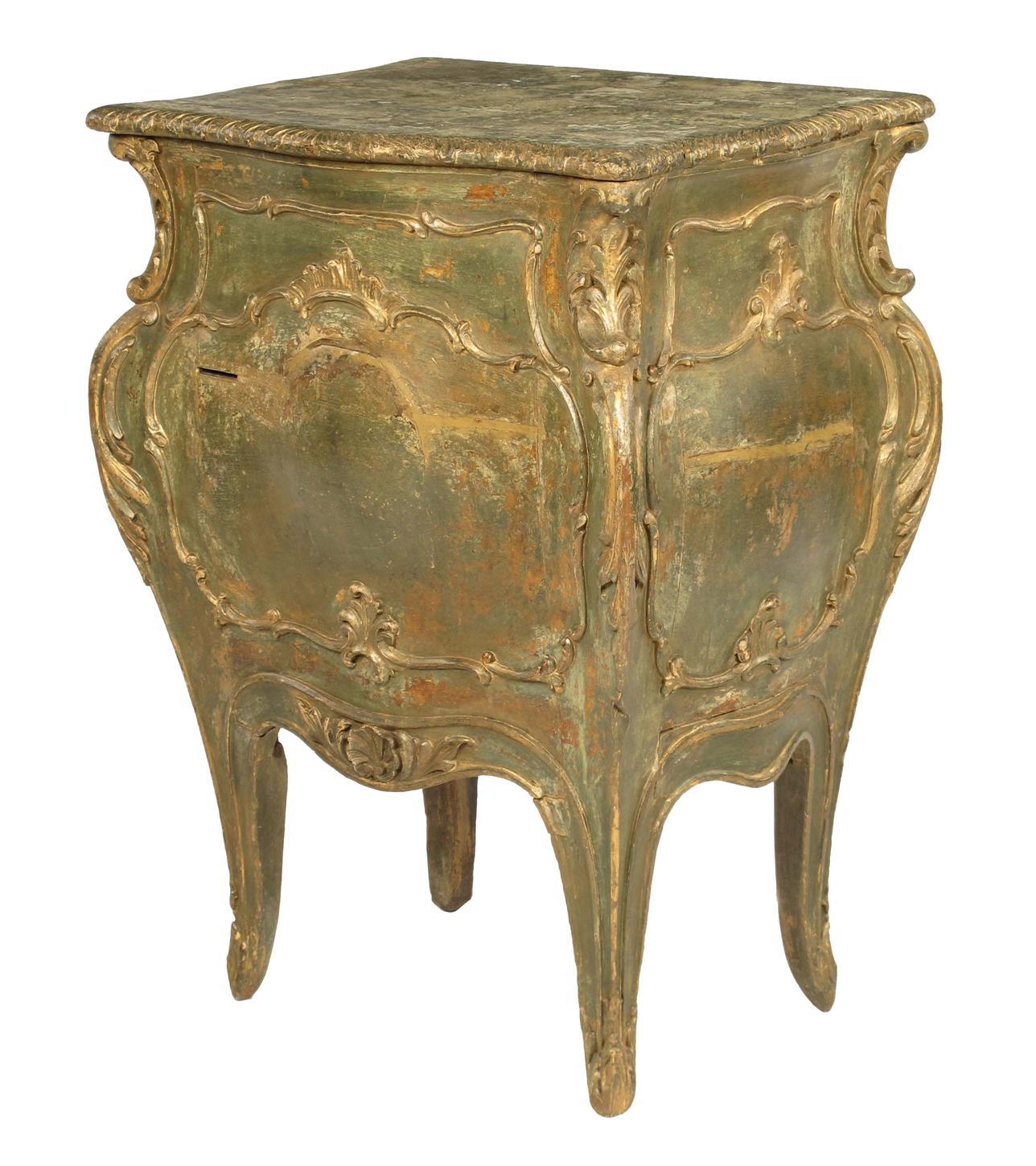 Appraisal: An Italian carved giltwood and painted bombe pedestal