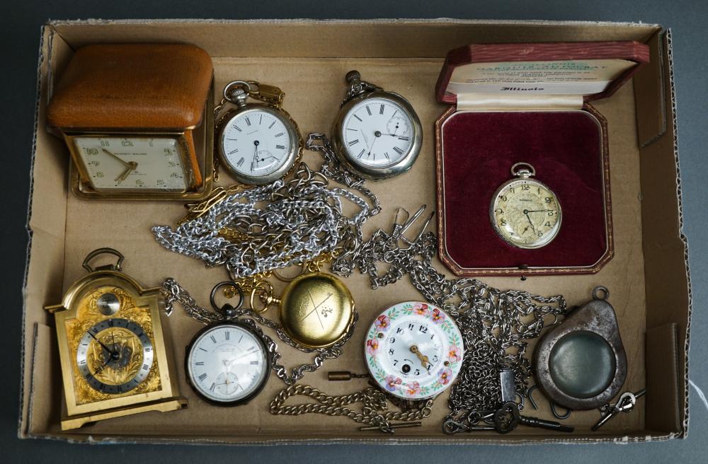 Appraisal: Collection of Assorted Pocket Watches Travel Clocks and Other Including