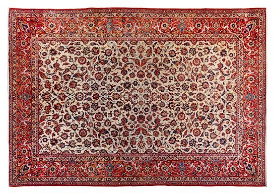 Appraisal: An Isfahan Wool Rug feet inches x feet inches An