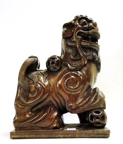 Appraisal: LARGE HAND CARVED CHINESE WOOD FOO DOG Well carved foo