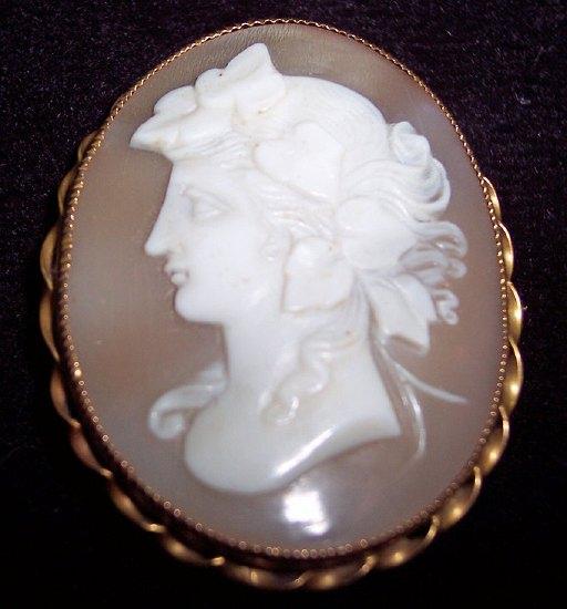 Appraisal: An oval shell cameo brooch gold mounted with a wire