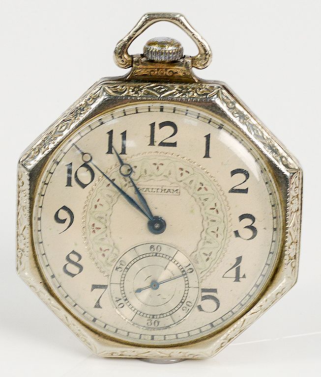 Appraisal: Waltham karat white gold open face pocket watch eight sided