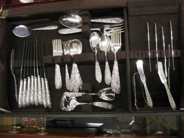 Appraisal: Manchester Bridal Rose Sterling Silver Flatware service for with servers