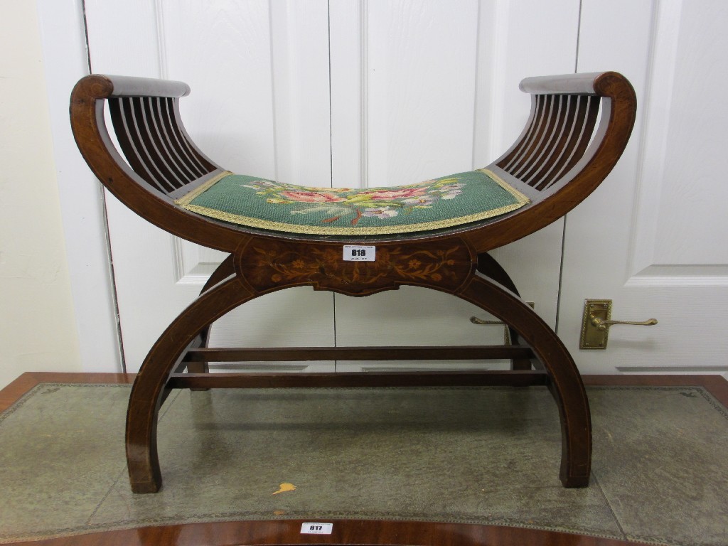 Appraisal: Edwardian mahogany inlaid dressing stool